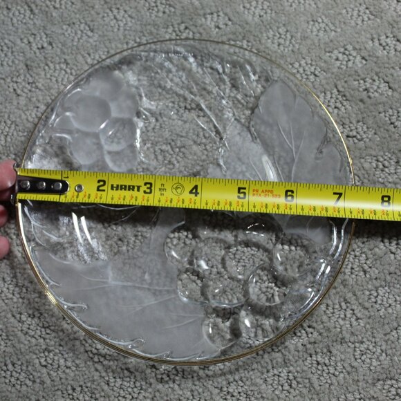 Set of 6 KIG Indonesia Vintage Clear Glass Gold Rimmed Round 7.25" Salad Plates - Picture 5 of 5